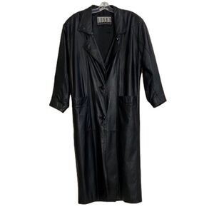 Vintage Linea Privata Matrix Maxi Black Leather Minimalist Goth Trench Coat L